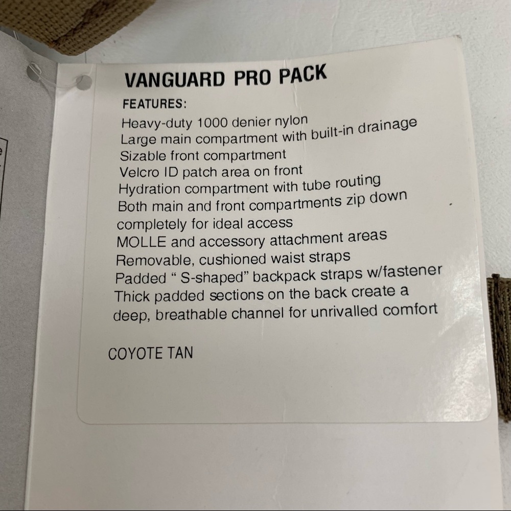 Elite Vanguard Pro Pack Tan 3 day Backpack - Picture 9 of 9